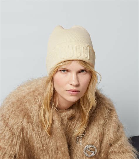 gucci white beret|Gucci wool beanie.